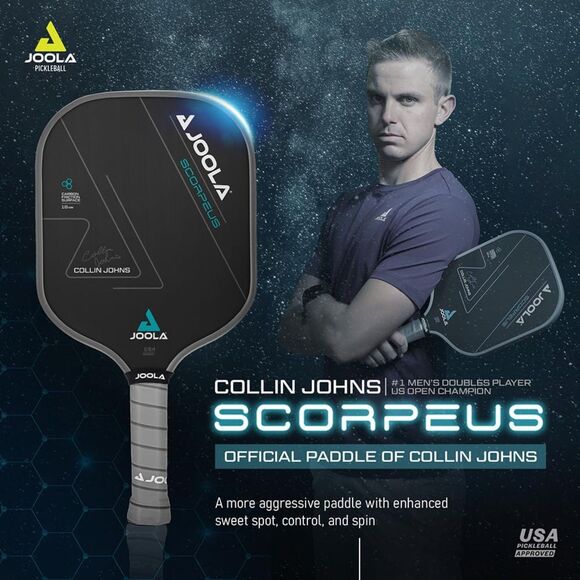 2-PACK NEW JOOLA Collin Johns Scorpeus CFS 16mm Pickleball Paddle Carbon Pro - Picture 11 of 12